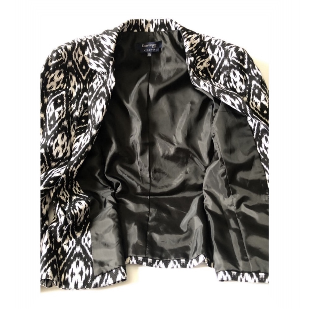 Evan-Picone Women's Black & White Lined Stretch Blazer Jacket   Size 16W - Picture 3 of 8